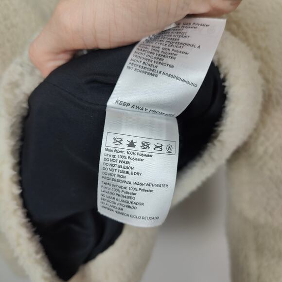 ba&sh Sherpa Jacket Womens 1 Small Jojo Lady Coat Beige Full Zip Teddy Hooded - Picture 8 of 8